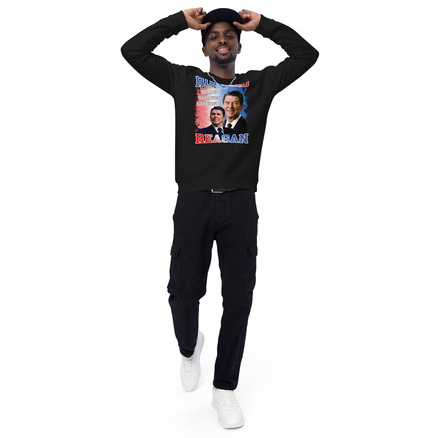 Sweatshirt écologique raglan unisexe - Ronald Reagan