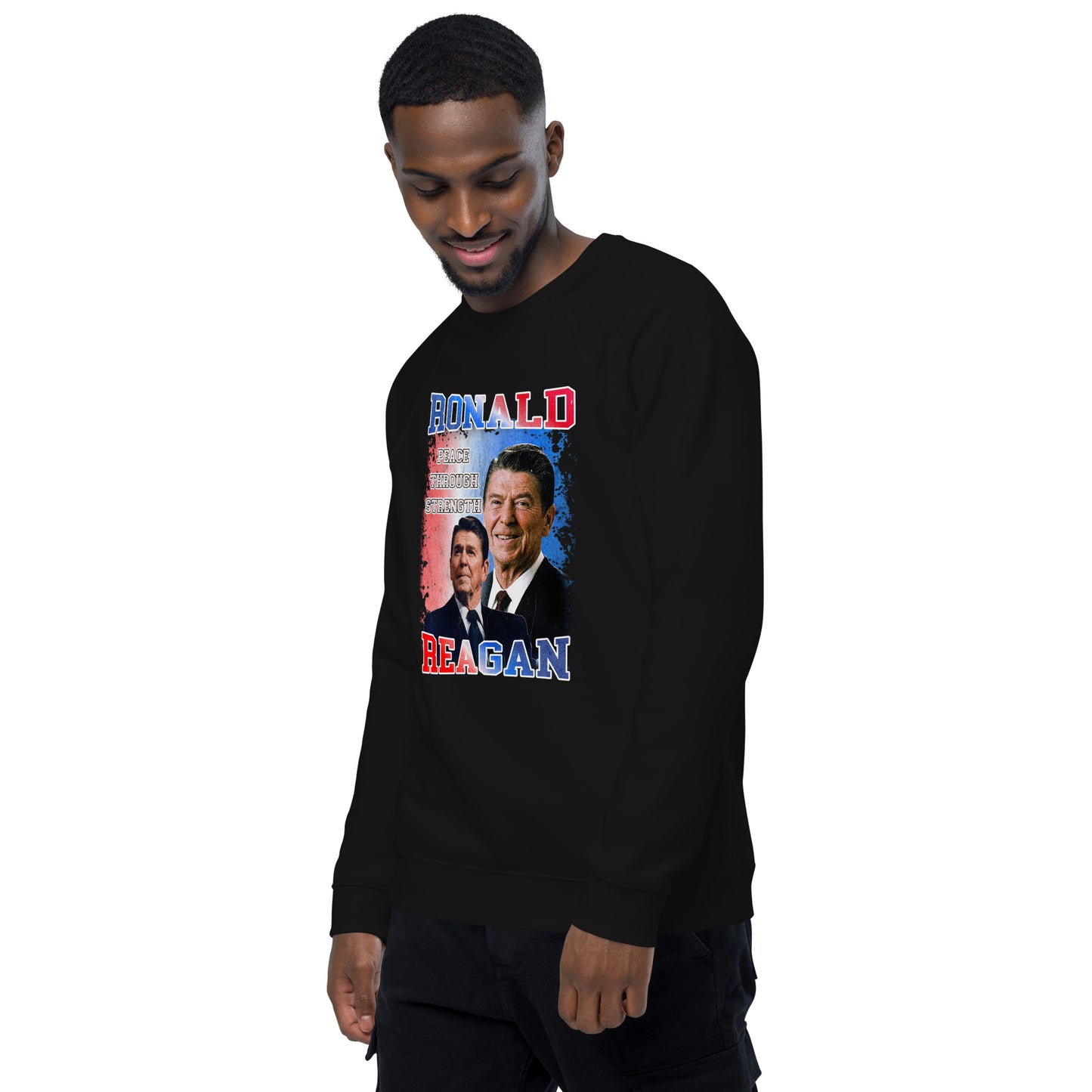 Sweatshirt écologique raglan unisexe - Ronald Reagan