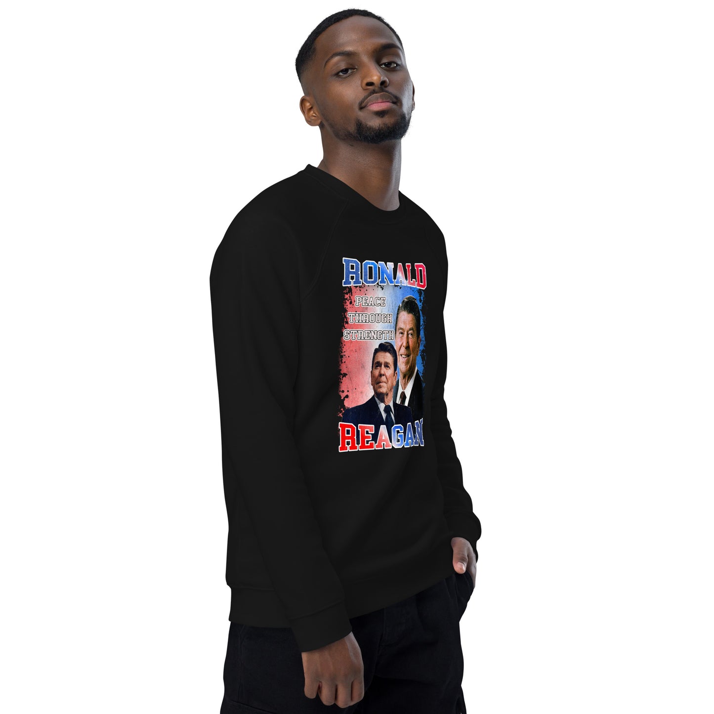 Sweatshirt écologique raglan unisexe - Ronald Reagan