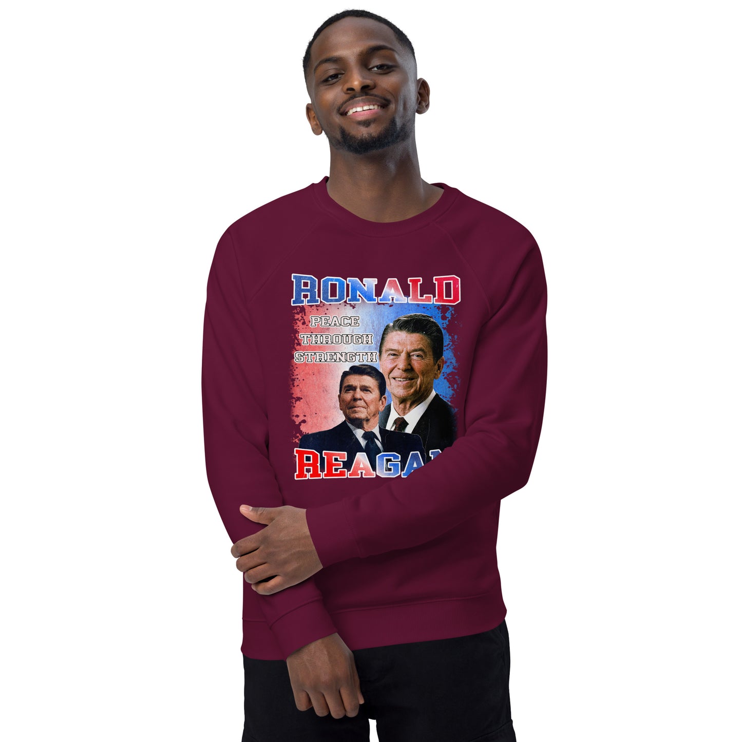 Sweatshirt écologique raglan unisexe - Ronald Reagan
