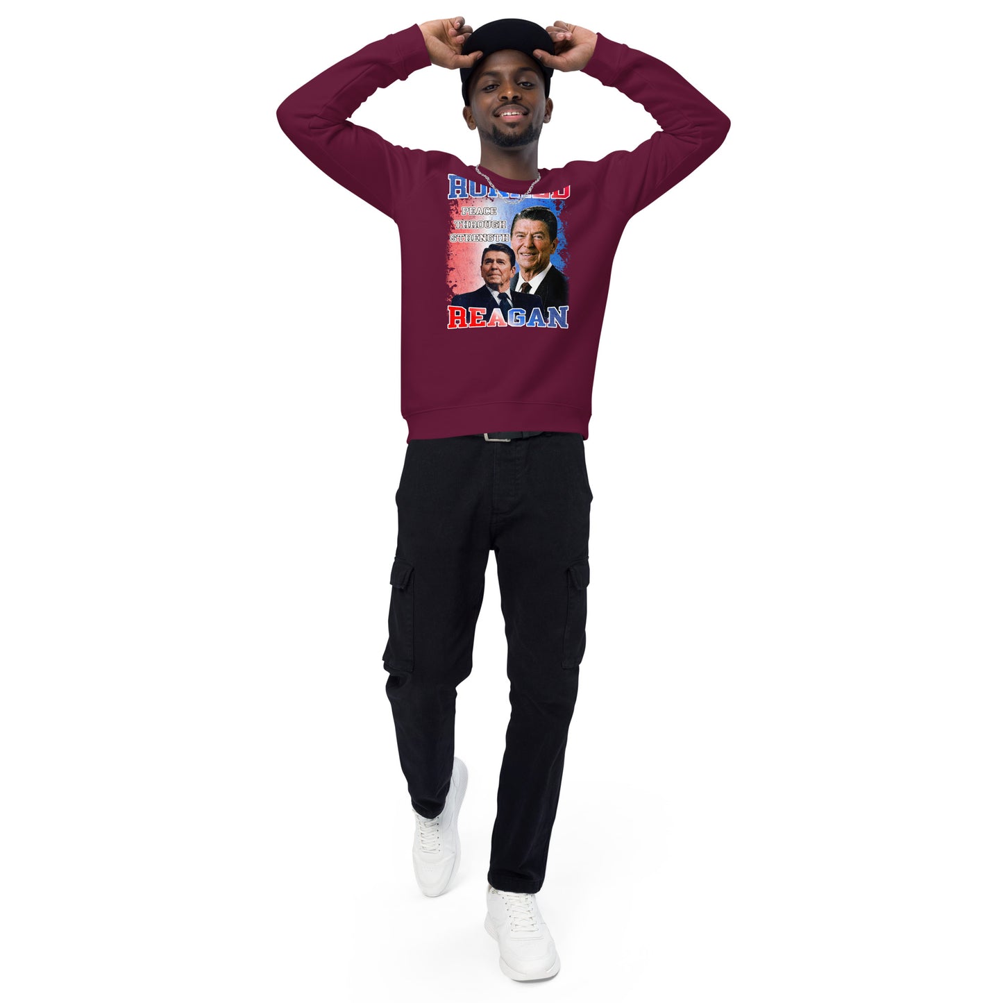 Sweatshirt écologique raglan unisexe - Ronald Reagan