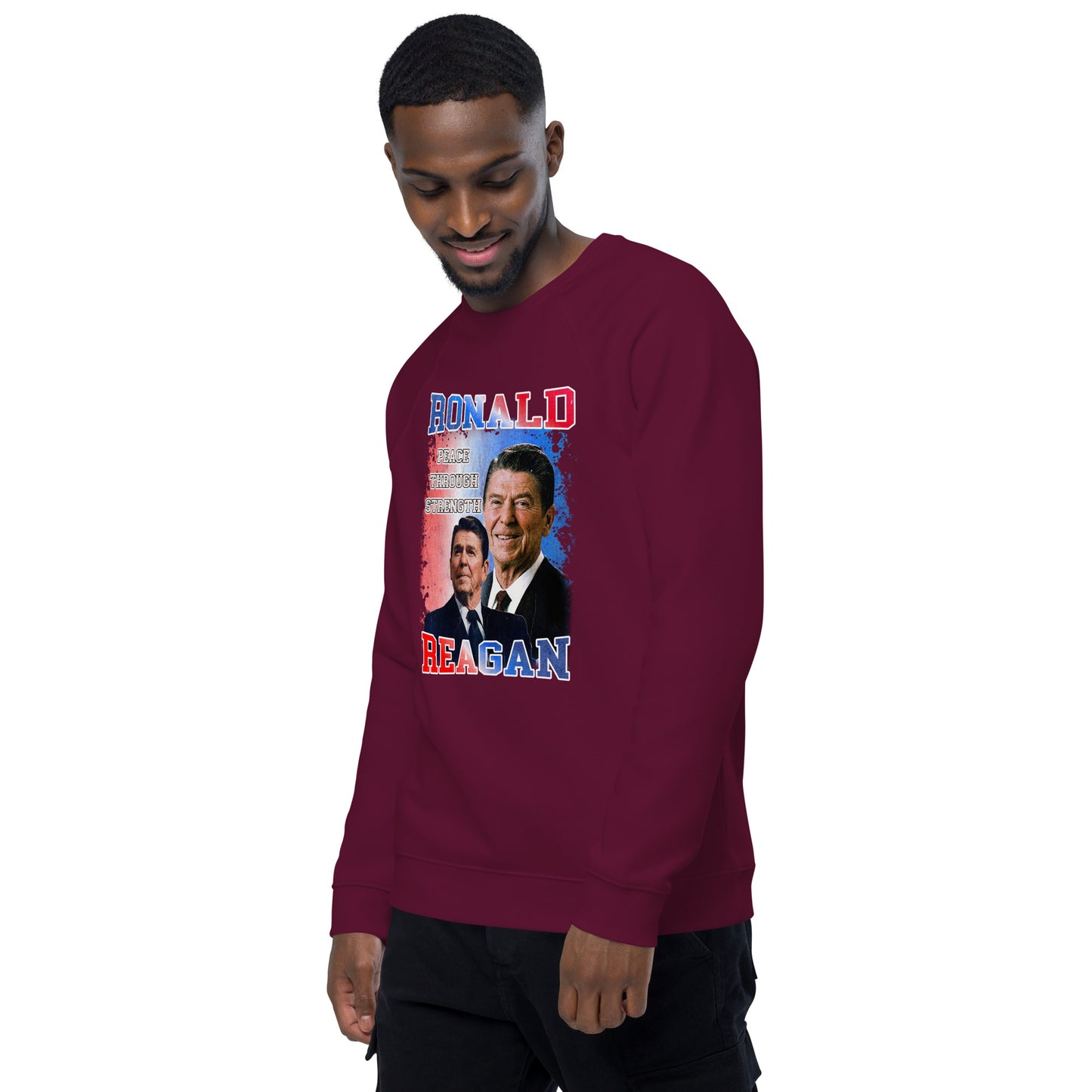 Sweatshirt écologique raglan unisexe - Ronald Reagan