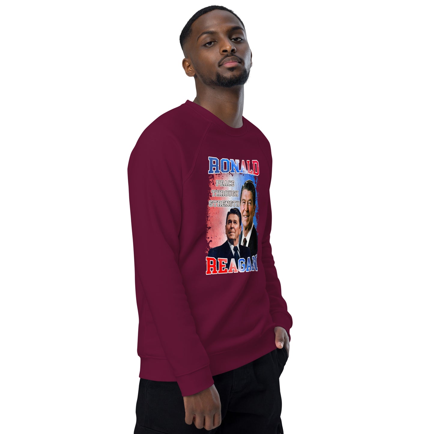 Sweatshirt écologique raglan unisexe - Ronald Reagan