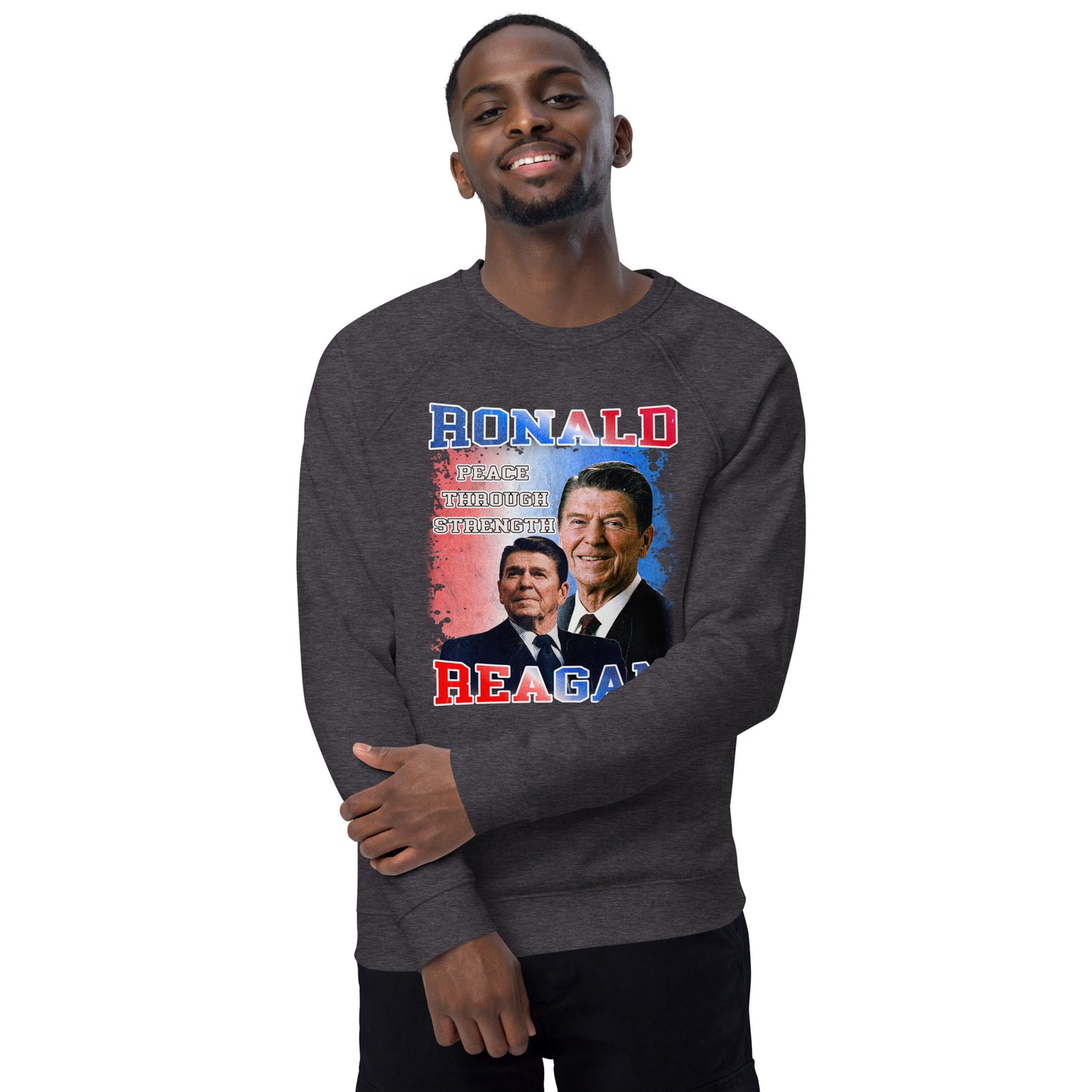 Sweatshirt écologique raglan unisexe - Ronald Reagan