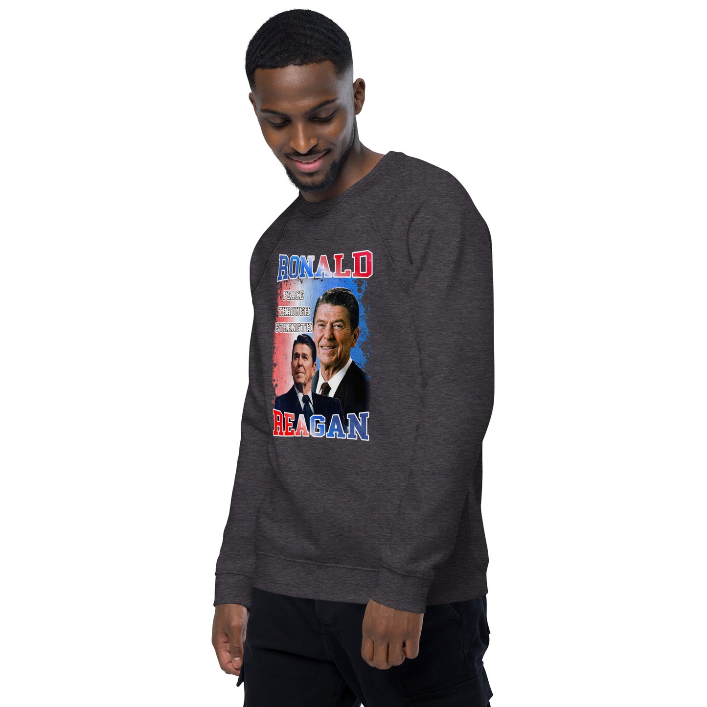 Sweatshirt écologique raglan unisexe - Ronald Reagan