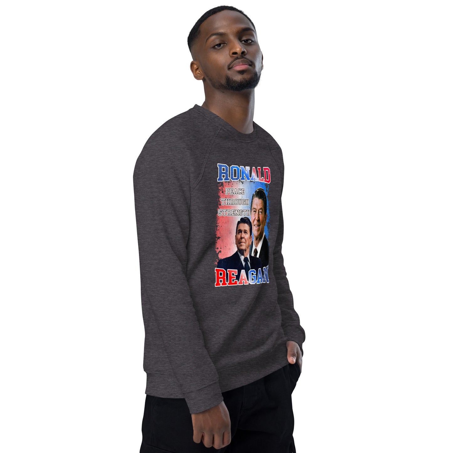 Sweatshirt écologique raglan unisexe - Ronald Reagan