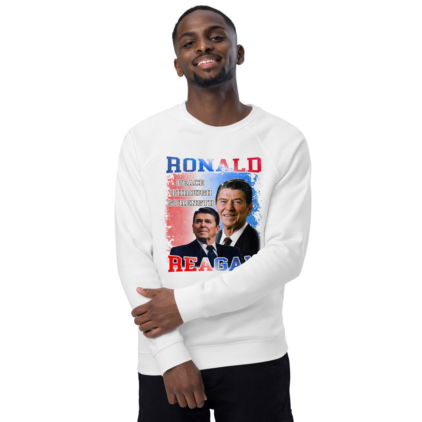 Sweatshirt écologique raglan unisexe - Ronald Reagan