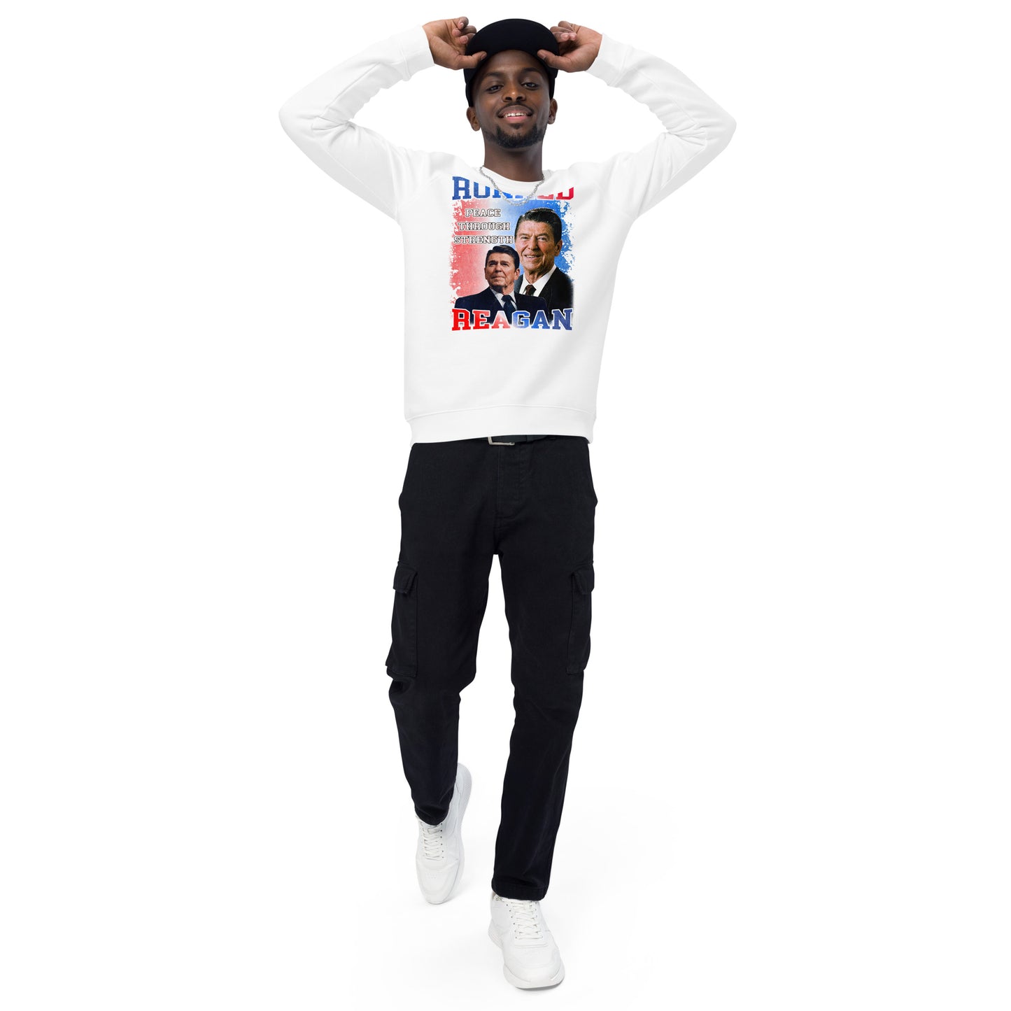 Sweatshirt écologique raglan unisexe - Ronald Reagan