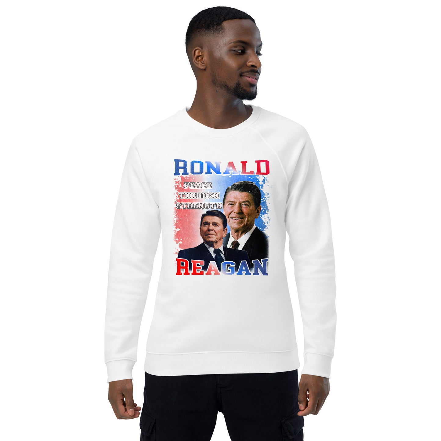 Sweatshirt écologique raglan unisexe - Ronald Reagan
