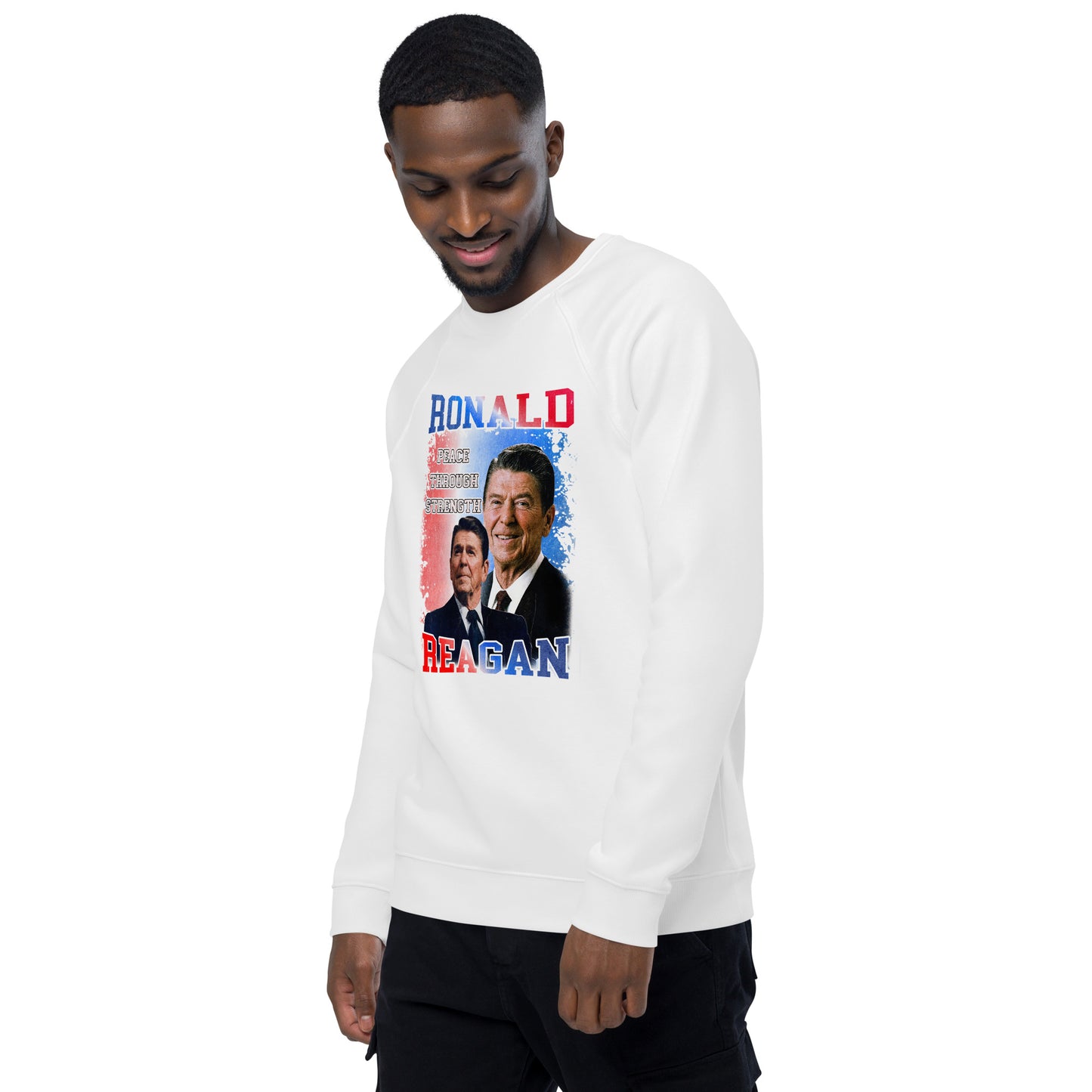Sweatshirt écologique raglan unisexe - Ronald Reagan