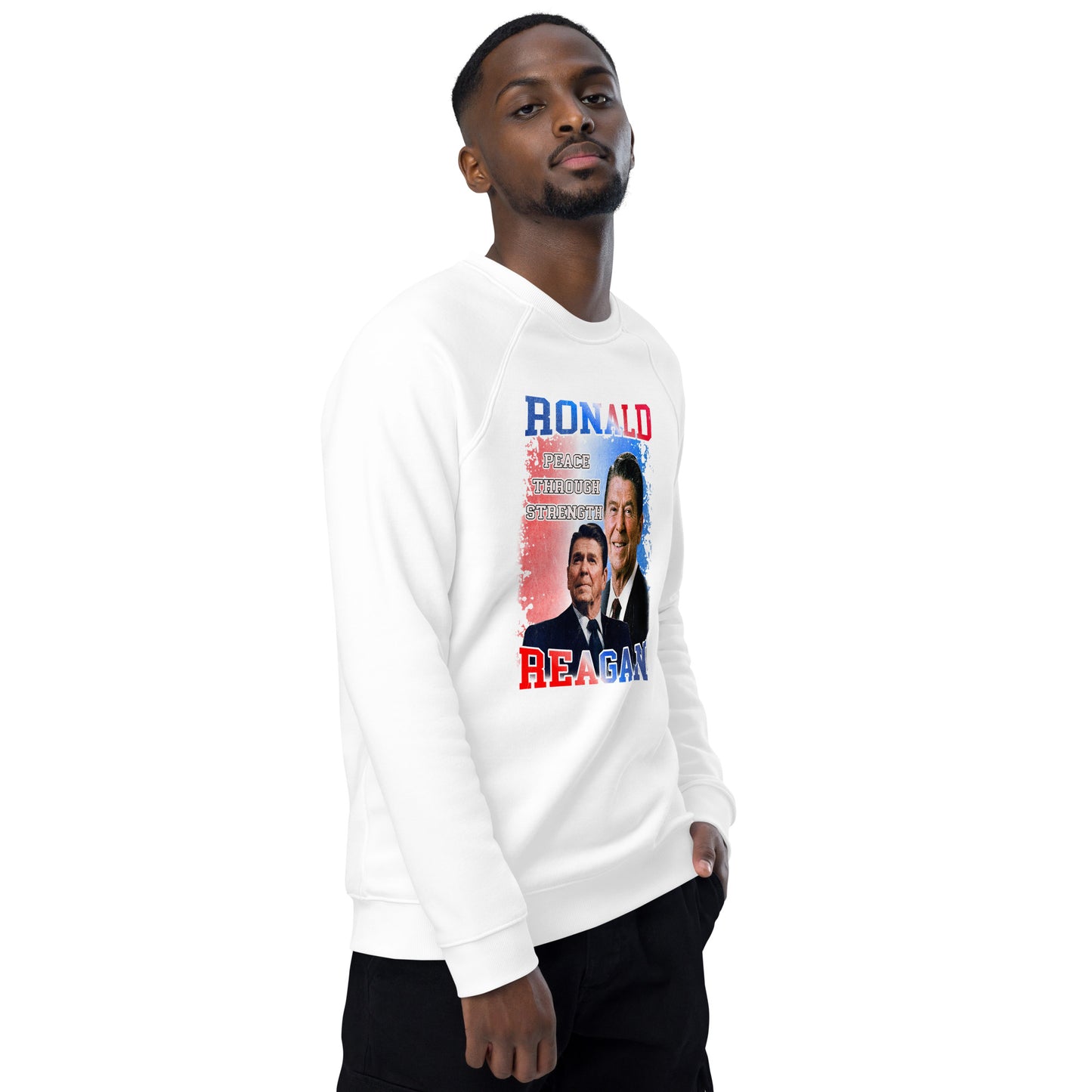 Sweatshirt écologique raglan unisexe - Ronald Reagan